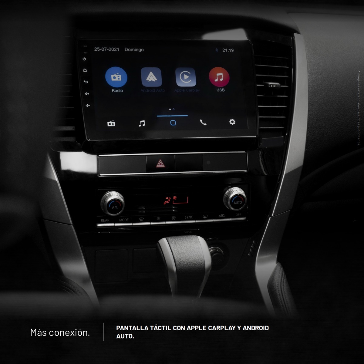 Pantalla táctil con Apple CarPlay y Android Auto